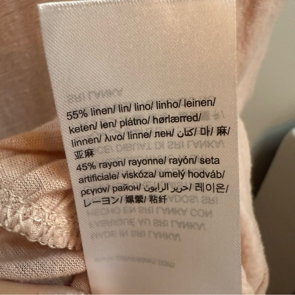 Calvin Klein Jeans Pink Ruffled Short Sleeve Babydoll T- Shirt (Linen / Rayon) - Picture 5 of 8